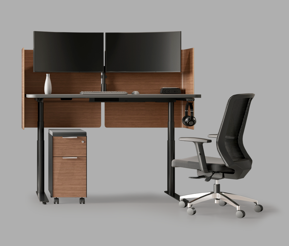Fiellø Workstation with E2 Connex Monitor Arm, Power Module, Collective Storage, Iku Task Chair
